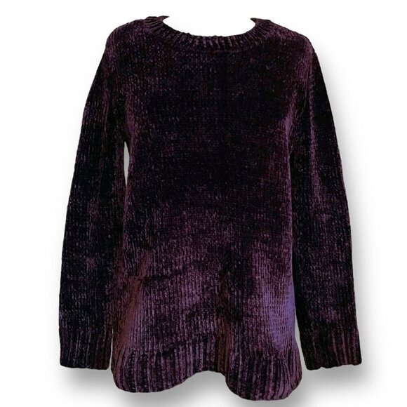 Orvis Womens Sweater Sz Medium Purple Chenille Knit Pullover Soft Comfy Long Slv - Picture 1 of 5